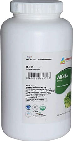 Herbal Hills Organic Alfalfa Tablets - 500 Tablet - Green Food Supplement