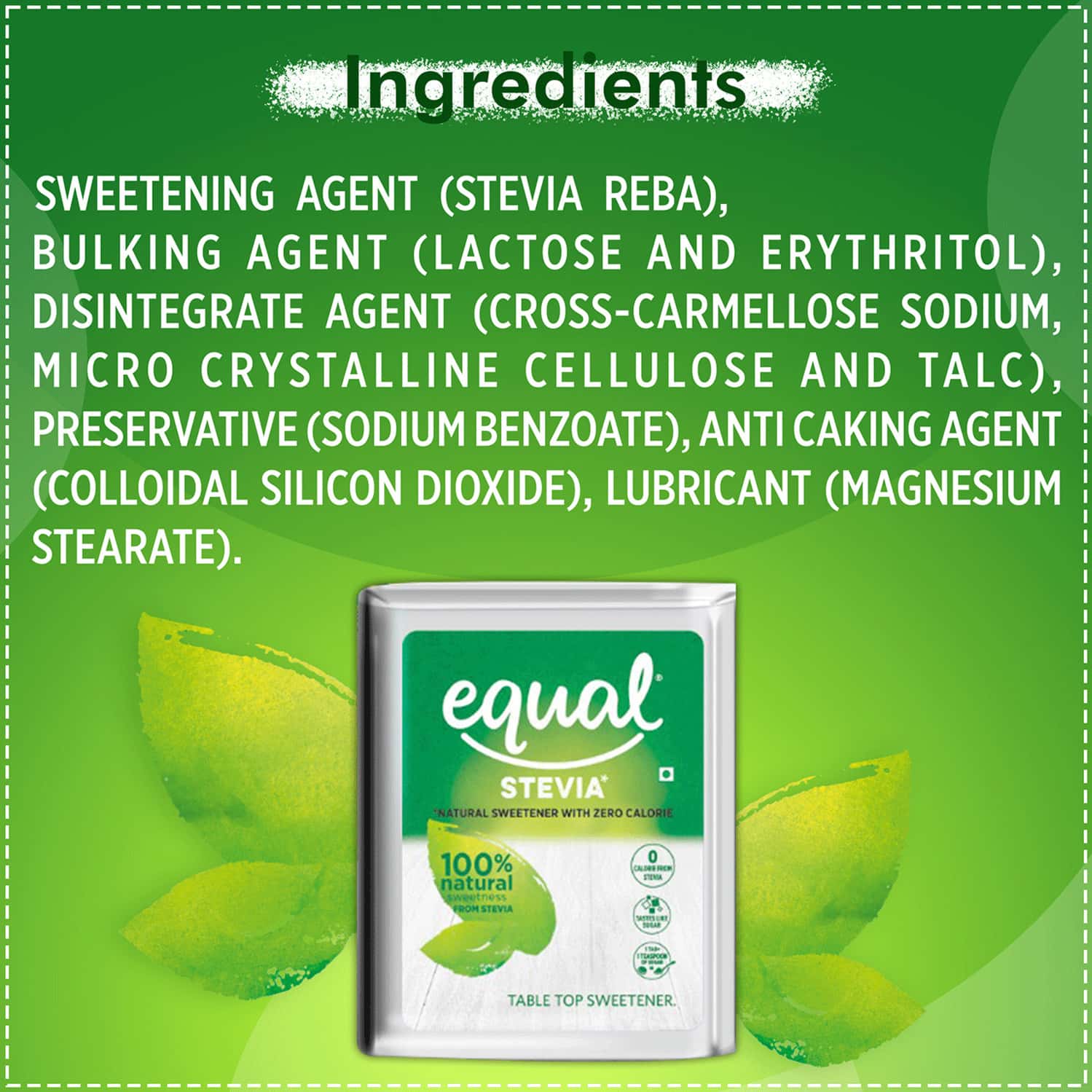 Buy EQUAL STEVIA NATURAL SWEETENER SUGAR FREE 100 TABLETS PACK OF 2