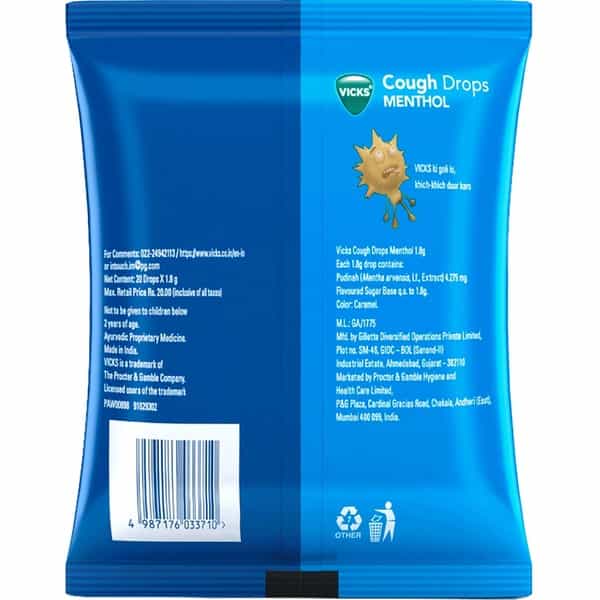 Vicks Cough Drops Bag- Menthol