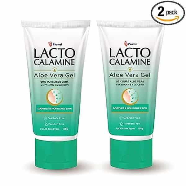 Lacto Calamine Aloe Vera Gel With 99% Pure Natural Aloe Vera, Vitamin E And Glycerin, 150G X 3 Packs