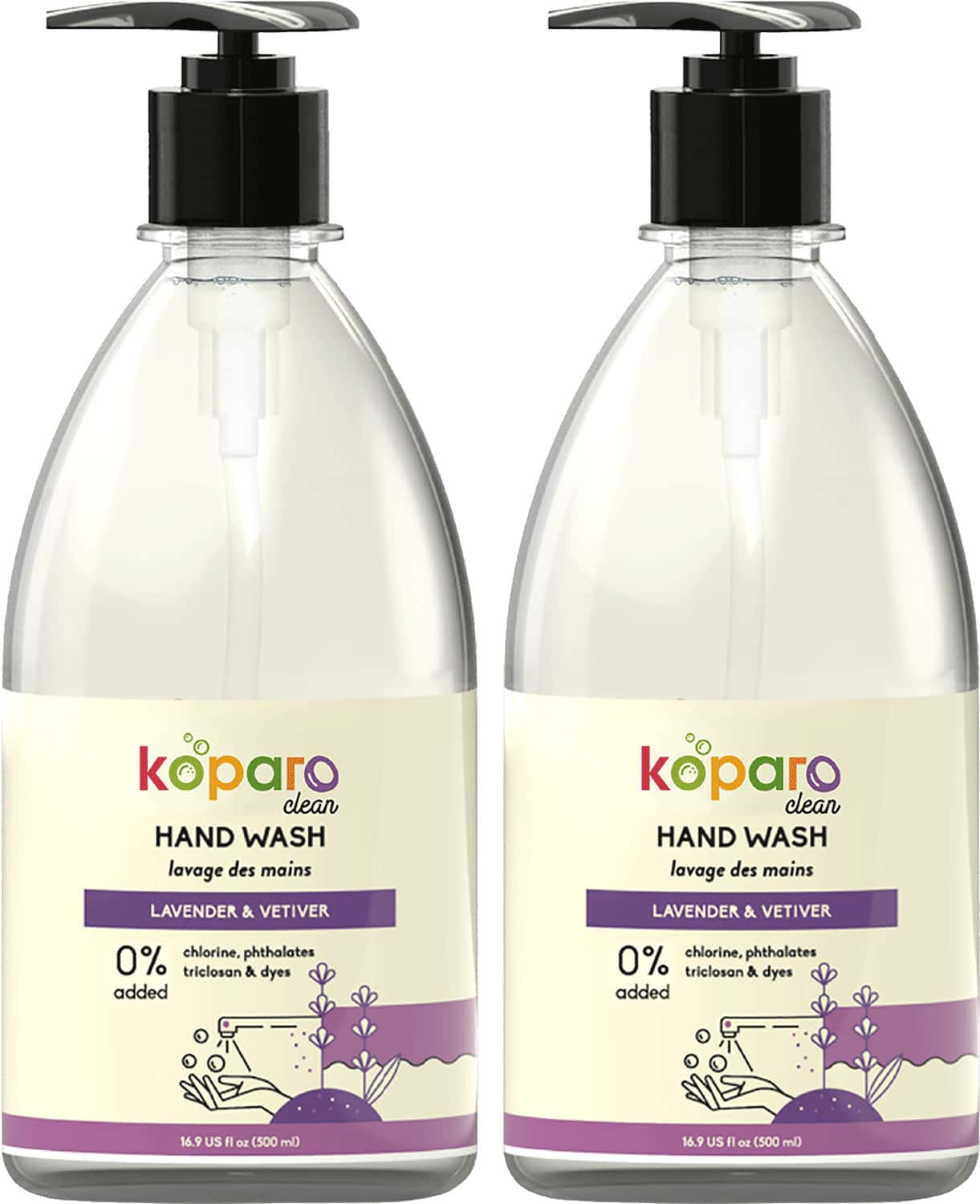 Koparo Hand Wash - Lavender - Germ Protection - Ph Controlled - Child Safe - (2 X 500 Ml)