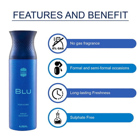 Ajmal Aurum & Aurum & Blu Deodorant Spray - For Men & Women (200 Ml Pack Of 3)