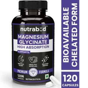 Nutrabud Magnesium Glycinate 550mg | High Absorption | 120 Veg Capsules