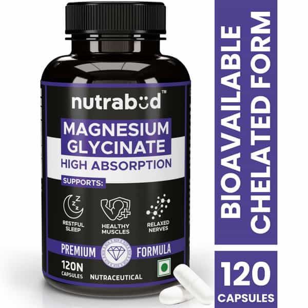 Nutrabud Magnesium Glycinate 550Mg | High Absorption | 120 Veg Capsules