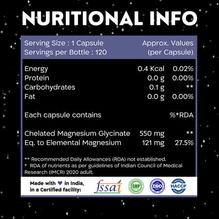 Nutrabud Magnesium Glycinate 550mg | High Absorption | 120 Veg Capsules