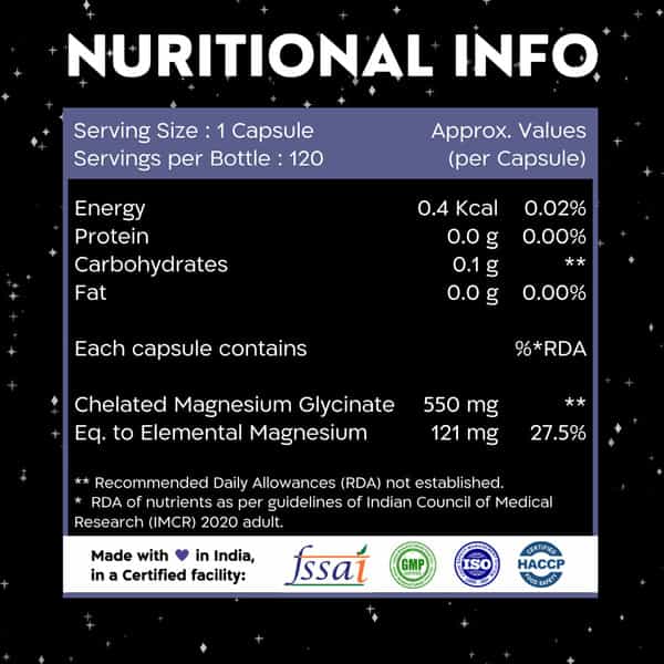 Nutrabud Magnesium Glycinate 550Mg | High Absorption | 120 Veg Capsules