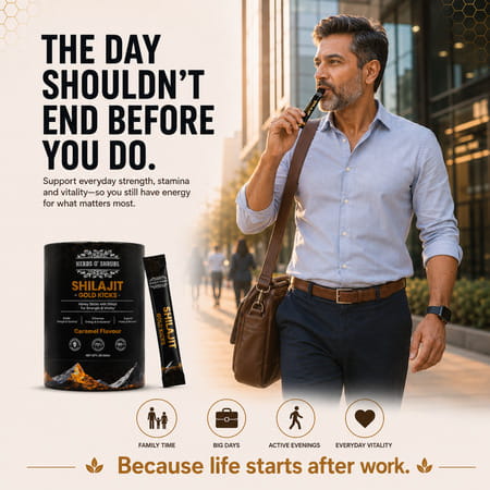 Herbs O' Shrubs Shilajit Gold Kicks | Ayurvedic Men Wellness Supplement | 30 Sticks