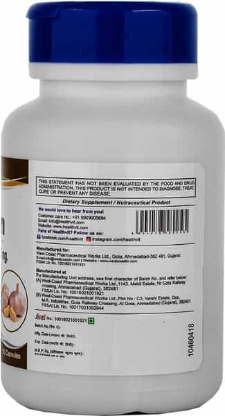 Healthvit Garlin Garlic Powder 300 Mg For Cholesterol -60 Capsules
