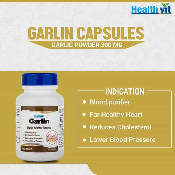 Healthvit Garlin Garlic Powder 300 Mg For Cholesterol -60 Capsules
