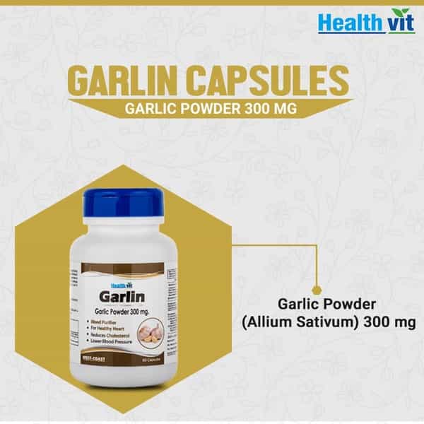 Healthvit Garlin Garlic Powder 300 Mg For Cholesterol -60 Capsules