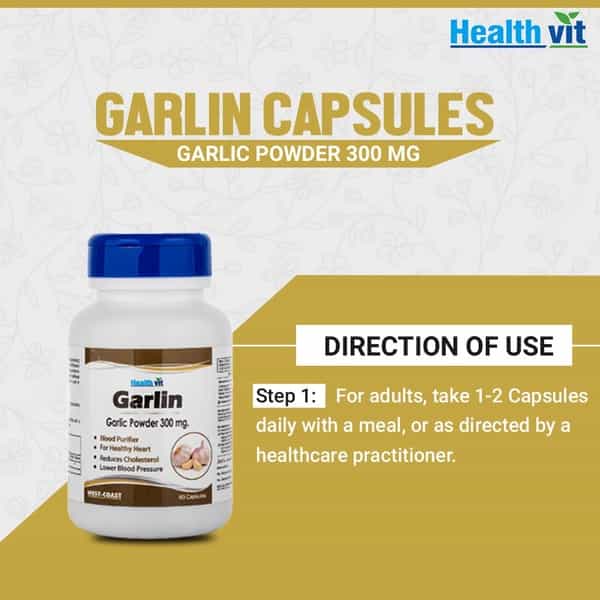 Healthvit Garlin Garlic Powder 300 Mg For Cholesterol -60 Capsules