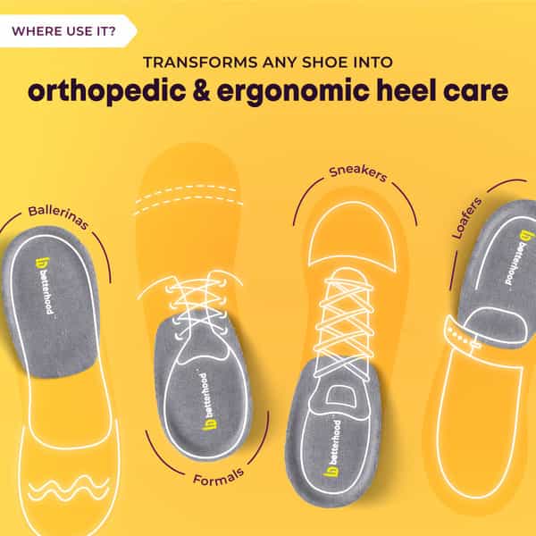 Betterhood Shock Absorb All-Day Comfort Ergonomic Orthotic Gel Heel Pads (5-8 Uk)