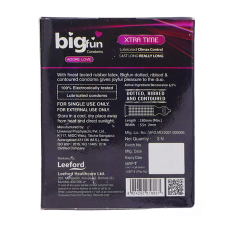 Bigfun Xtra Time-3 Pc Condom