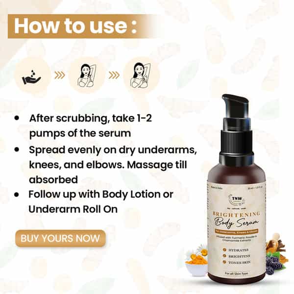 Tnw The Natural Wash Brightening Body Serum With Turmeric Powder And Chamomile Extracts |30Ml