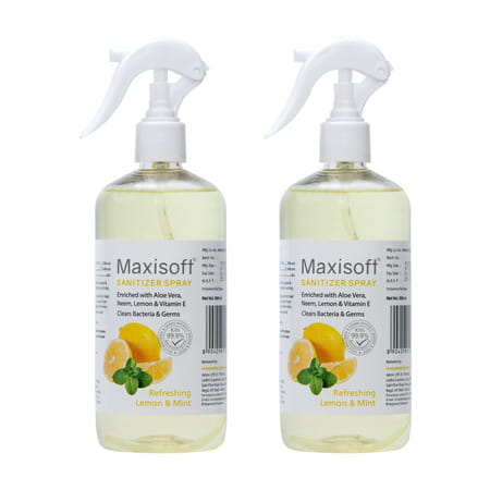 Maxisoft Refreshing Lemon & Mint Sanitizer Spray | Aloe Vera Neem & Vitamin E (500 Ml Pack Of 2)