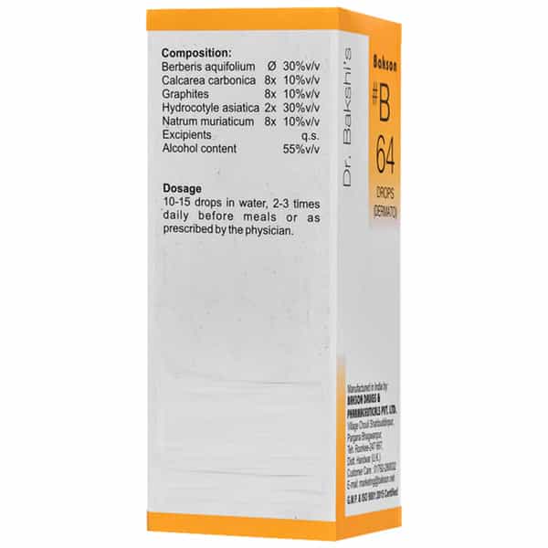 Dr Bakshi's Bakson Homoeopathy B64 Dermato Drops 30 Ml