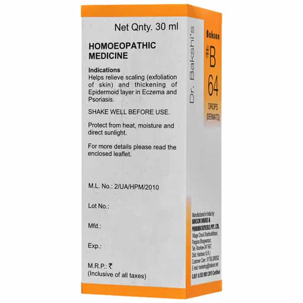 Dr Bakshi's Bakson Homoeopathy B64 Dermato Drops 30 Ml