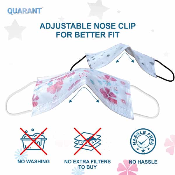 Quarant 4 Ply Designer Protective Surgical Face Mask With Nose Pin Mixed Combo - Pack Of 50