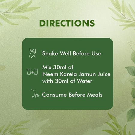 Baidyanath Neem Karela Jamun Juice | Best For Diabetic | Skin Care & Natural Detoxification - 1l