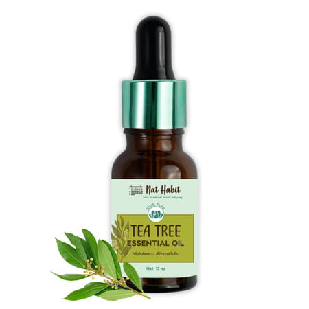 Nat Habit Tea Tree Essential Oil For Acne & Pimples | Blemishes Flakes | Undiluted 100% Pure - 15ml