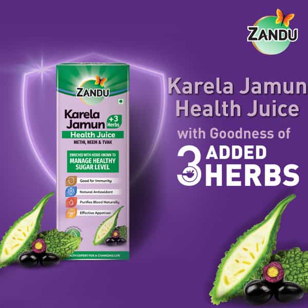Zandu Karela Jamun + 3 Herbs Health Juice - 500 Ml