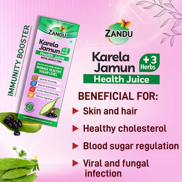Zandu Karela Jamun + 3 Herbs Health Juice - 500 Ml