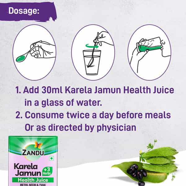 Zandu Karela Jamun + 3 Herbs Health Juice - 500 Ml