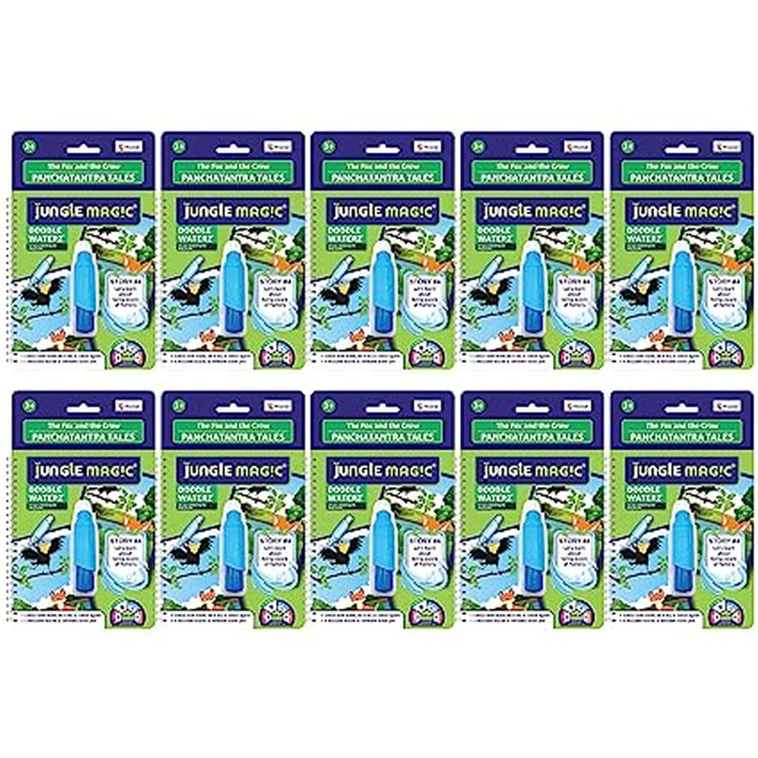Jungle Magic Doodle Waterz - Reusable Iwater Colouring Boo-Panchtantra Story I Fox & Crow-Pack Of 10