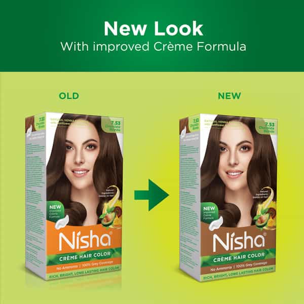 Nisha Creme Hair Color 7.53 Chocolate Blonde 150G Pack Of 2 Permanent Hair Colour 100% Grey Coverage