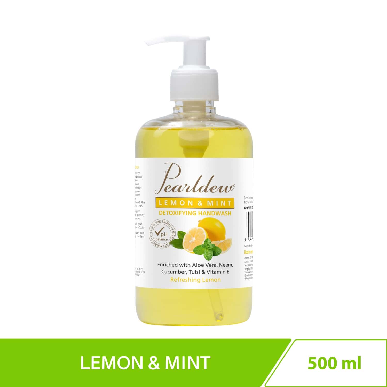 Pearldew Lemon & Mint Detoxifying Hand Wash 500 Ml | Neem & Tulsi (Pack Of 4)