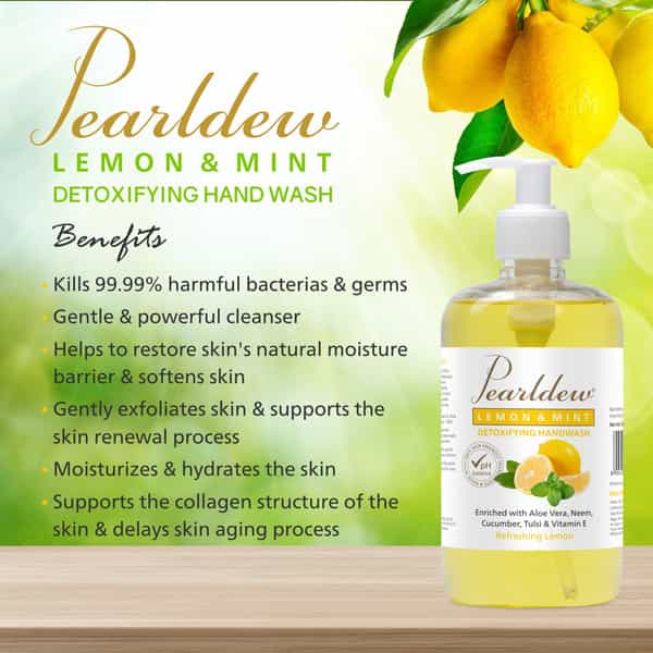 Pearldew Lemon & Mint Detoxifying Hand Wash 500 Ml | Neem & Tulsi (Pack Of 4)