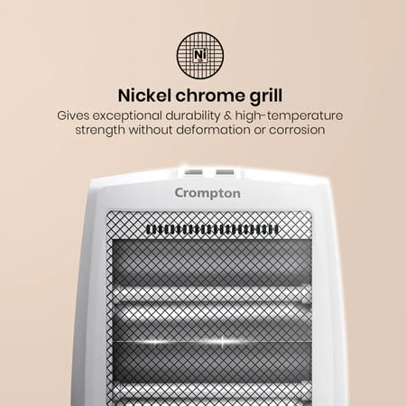 Crompton Comfy Plus 800 Watt Quartz Room Heater With 2 Heat Setting | Handle | Neon Lamp Indicator