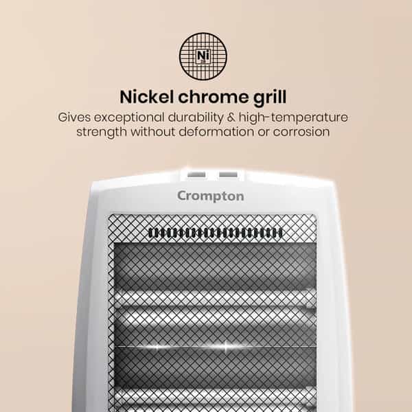 Crompton Comfy Plus 800 Watt Quartz Room Heater With 2 Heat Setting | Handle | Neon Lamp Indicator