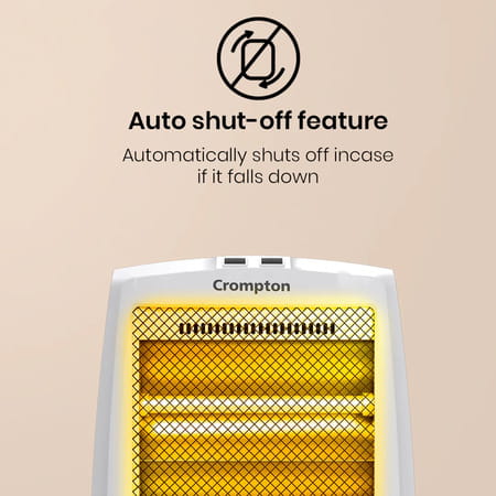 Crompton Comfy Plus 800 Watt Quartz Room Heater With 2 Heat Setting | Handle | Neon Lamp Indicator