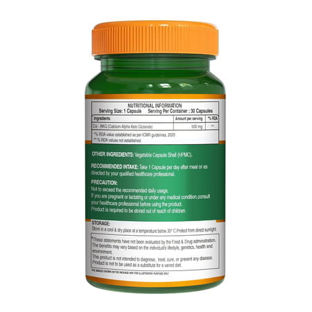 Pure Nutrition Ca-Akg 500Mg - 30 Veg Capsules