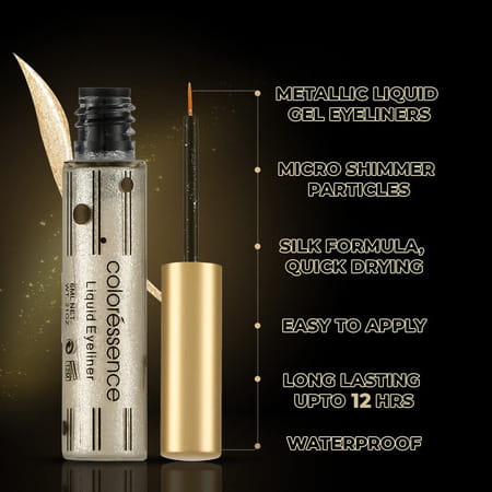 Coloressence Shimmer Gel Eyeliner Pearl Pigment Micro Shimmer Glitter Waterproof Formula, Silver 6gm