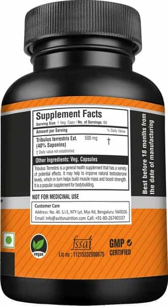 As-It-Is Nutrition Tribulus 500Mg 60 Capsules| Supports Vitality &Amp| Boosts Testosterone