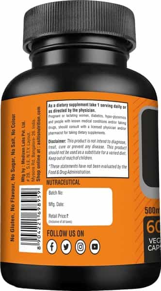 As-It-Is Nutrition Tribulus 500Mg 60 Capsules| Supports Vitality &Amp| Boosts Testosterone