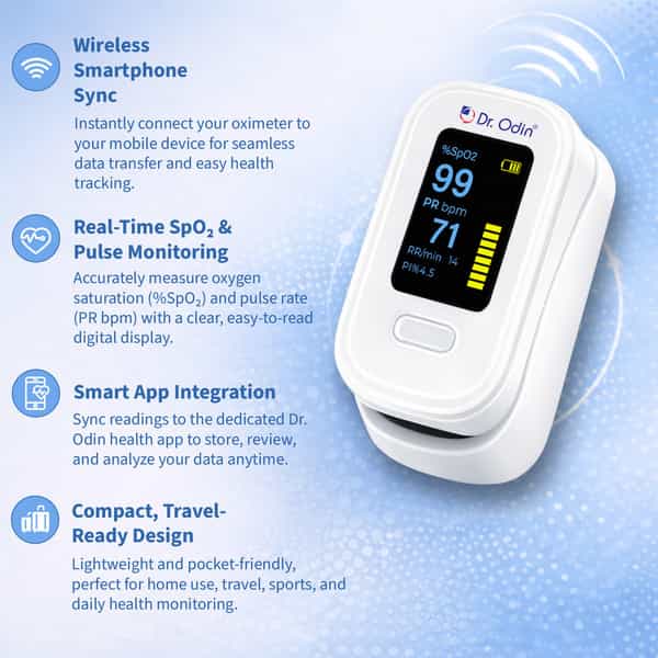 Dr. Odin Opo103bt Fingertip Pulse Oximeter| Spo? And Pulse Rate Monitor| Smart App (White)