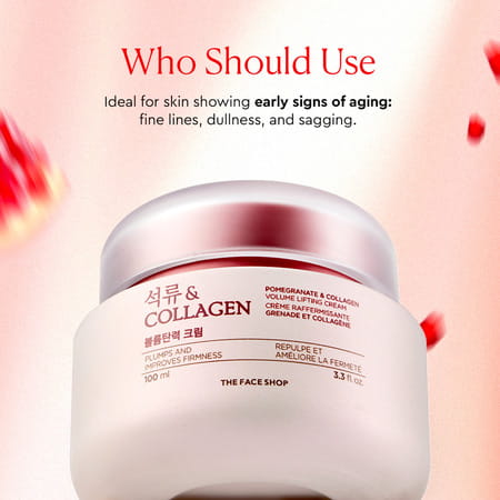 The Face Shop Pomegranate & Collagen Korean Beauty Moisturizer Anti Aging Day & Night Cream - 100Ml