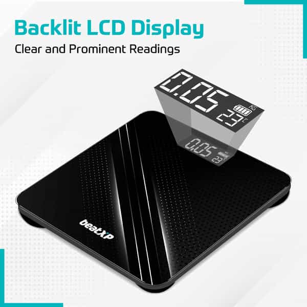 Beatxp Gravity Digital Weighing Scale With Thick Tempered Glass|2 Years Warranty| Black