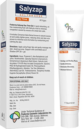 Fixderma Salyzap 2% Salicylic Acid Acne Spot Corrector Gel With 2% Niacinamide Pimple Remover 20 Gm