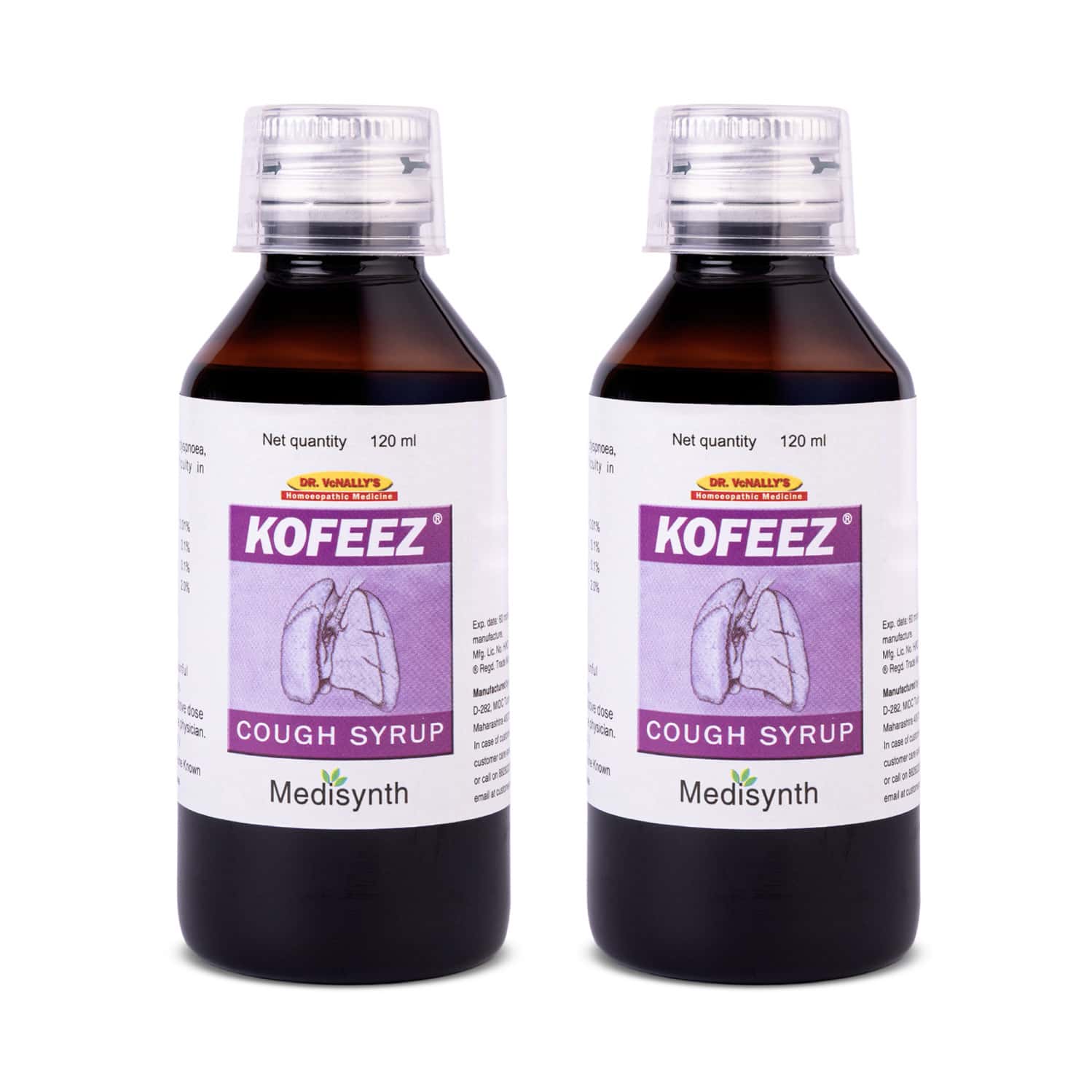 Medisynth Kofeez Syrup | Homeopathic Remedy For All Type Of Cough | B.no. 871 | 120ml (pack Of 2)