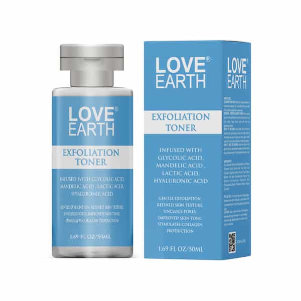 Love Earth Exfoliation Toner | With Glycolic Acid, Mandelic Acid , Lactic Acid, Hyaluronic Acid|50Ml