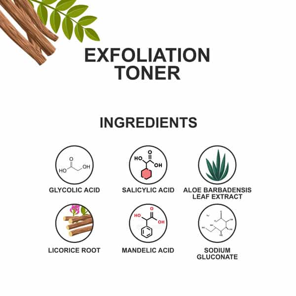 Love Earth Exfoliation Toner | With Glycolic Acid, Mandelic Acid , Lactic Acid, Hyaluronic Acid|50Ml