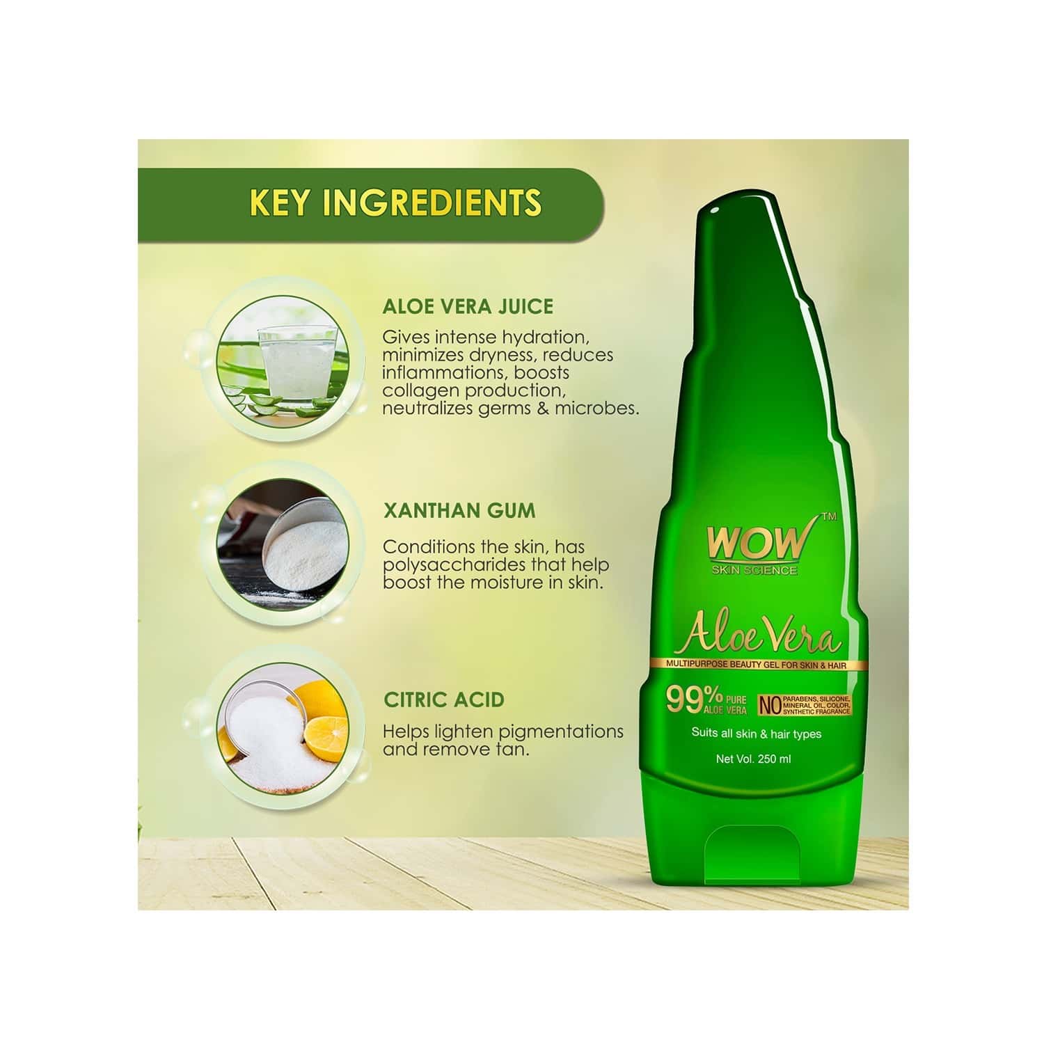 Buy Wow Skin Science Aloe Vera Moisturizing Gel Bottle Of 250 Ml Online