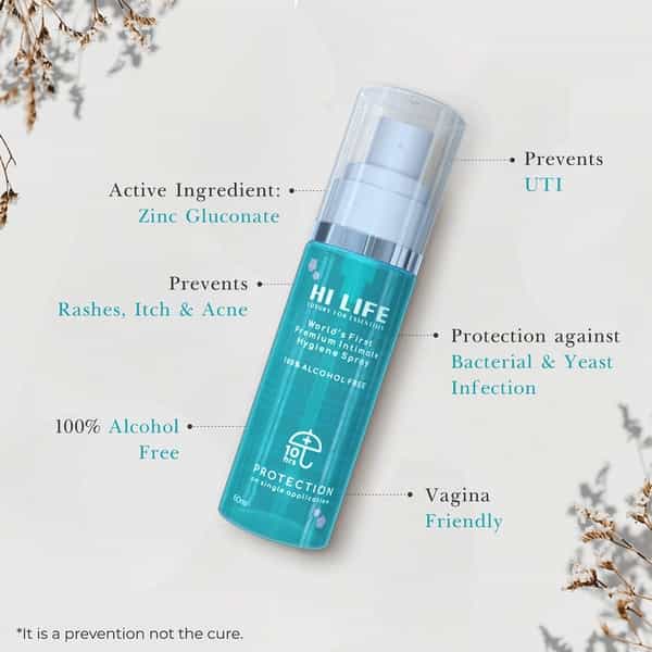Hi Life Intimate Hygiene Spray - Aqua-Based And Is 100% Alcohol Free- 60 Ml