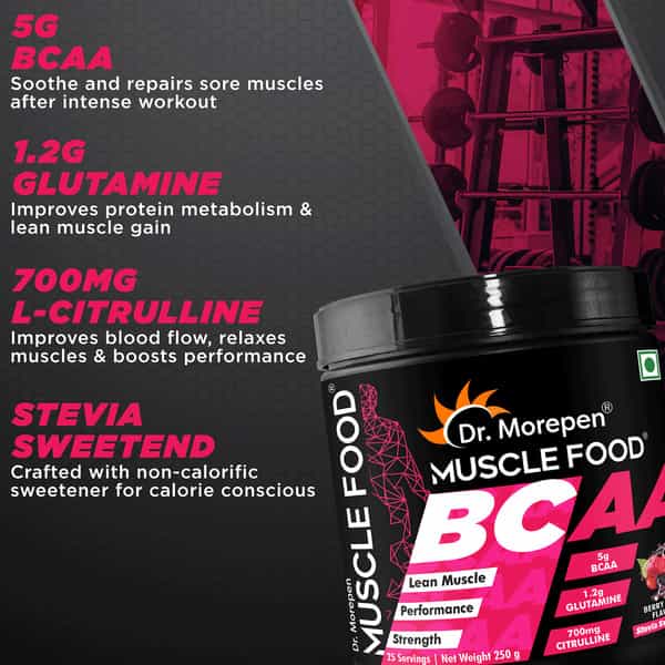 Dr. Morepen Muscle Food Bcaa For Lean Muscle & Strength Berry Burst - 250G