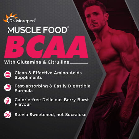 Dr. Morepen Muscle Food Bcaa For Lean Muscle & Strength Berry Burst - 250g
