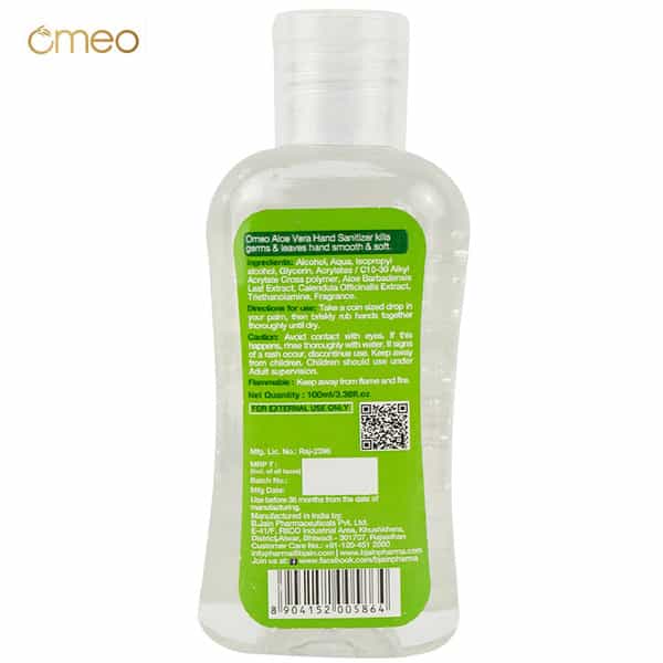 Omeo Aloe Vera Hand Instant Sanitizer Gel - 70% Alcohol - 100Ml